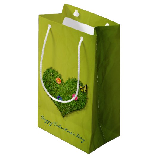 Heart-Shaped Lawn Flowers Butterfly Klein Cadeauzakje (Voorkant Gekanteld)