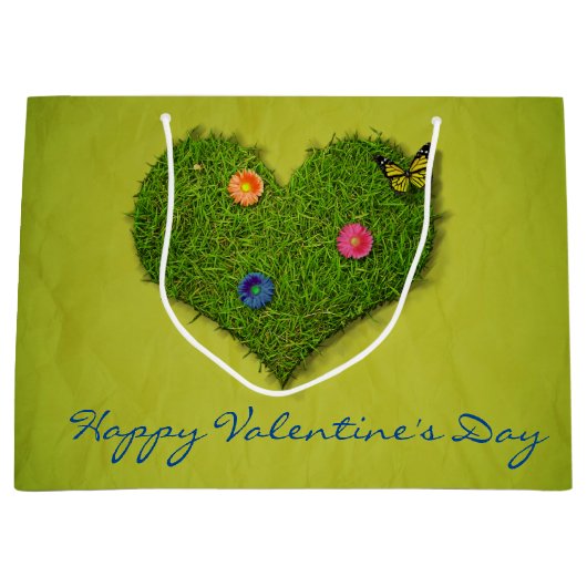 Heart-Shaped Lawn Flowers Butterfly Large Cadeautasje (Voorkant)