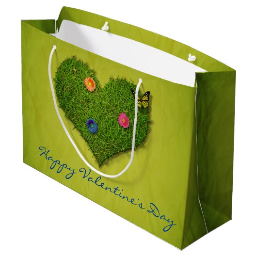 Heart-Shaped Lawn Flowers Butterfly Large Cadeautasje (Achterkant Gekanteld)