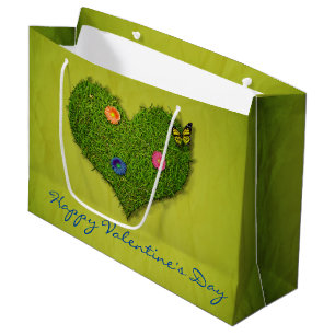 Heart-Shaped Lawn Flowers Butterfly Large Cadeautasje