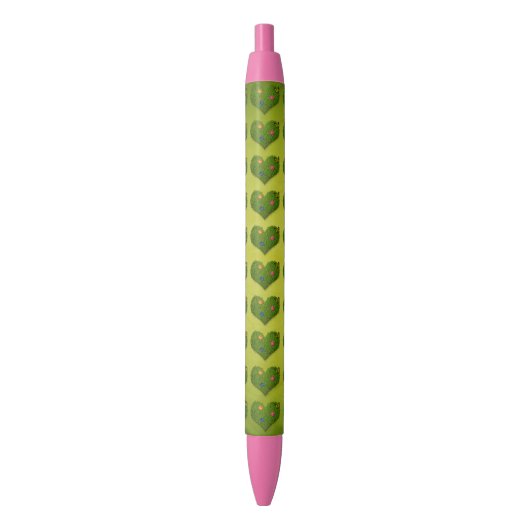 Heart-Shaped Lawn Flowers Butterfly Pattern Zwarte Inkt Pen (Voorkant Verticaal)