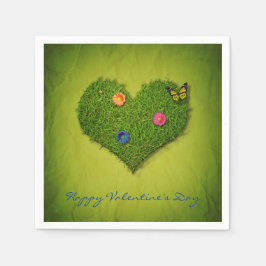 Heart-Shaped Lawn Flowers Butterfly Servet