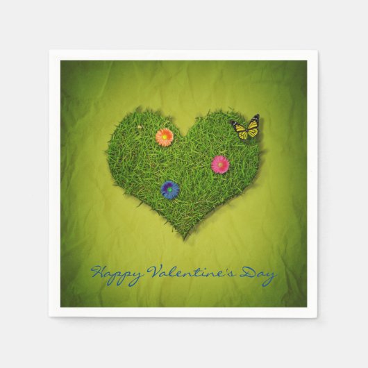 Heart-Shaped Lawn Flowers Butterfly Servet (Voorkant)