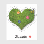 Heart-Shaped Lawn Flowers Butterfly Sticker (Vel)