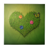 Heart-Shaped Lawn Flowers Butterfly Tegeltje (Voorkant)