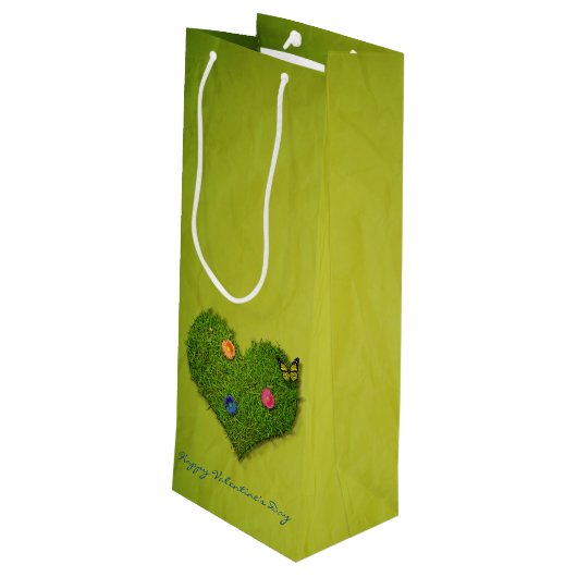 Heart-Shaped Lawn Flowers Butterfly Wijn Cadeautas (Achterkant Gekanteld)