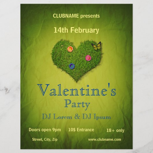 Heart-Shaped Lawn Valentijnsdag Party Flyer (Voorkant)