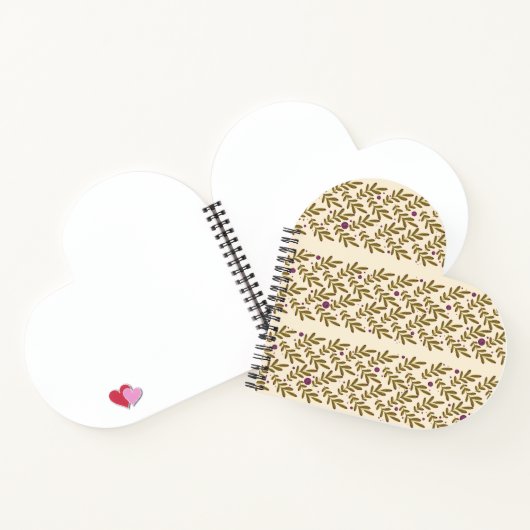 Heart-Shaped Leaf Pattern Spiral Notebook Notitieboek (Binnen)