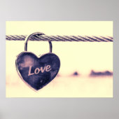 Heart Shaped Love Lock Attached to a Rope Poster (Voorkant)