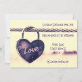 Heart Shaped Love Padlock Wedding Kaart (Achterkant)