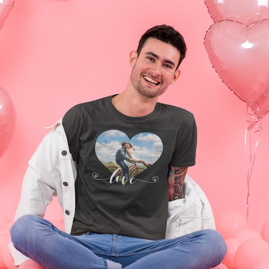 Heart Shaped Love Script Photo Custom T-shirt