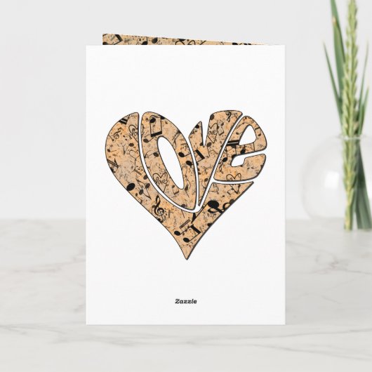 Heart-Shaped Love Typography with Musical Notes Kaart (Achterkant)