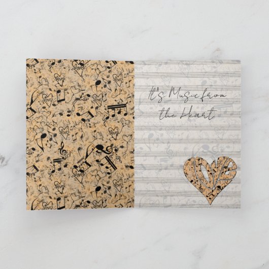 Heart-Shaped Love Typography with Musical Notes Kaart (Binnen)