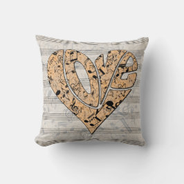 Heart-Shaped Love Typography with Musical Notes Kussen