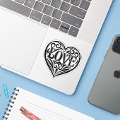 Heart Shaped Love vinyl sticker (Laptop met iPhone)