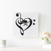 "HEART SHAPED MUSICAL NOTE" CLOCK VIERKANTE KLOK (Huis)