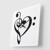 "HEART SHAPED MUSICAL NOTE" CLOCK VIERKANTE KLOK (Hoek)