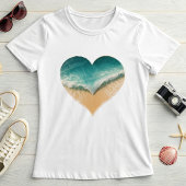 Heart-Shaped Ocean Waves, Romantic Beach Vibes T-shirt