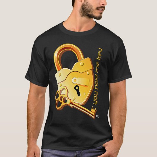 Heart shaped padlock and key with the inscription t-shirt (Voorkant)