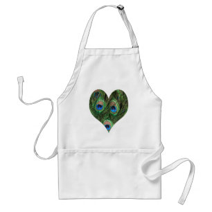 Heart Shaped Peacock Feather Apron Standaard Schort
