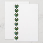 Heart Shaped Peacock Feathers Briefpapier (Voorkant / Achterkant)