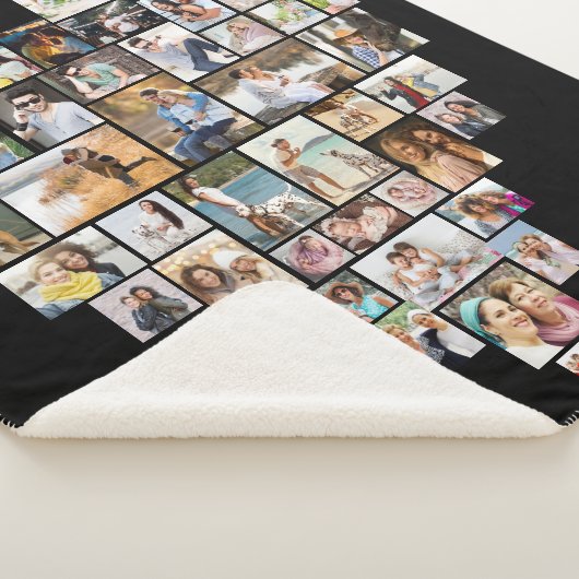 Heart Shaped Photo Collage 51 Afbeelding Sjabloon Sherpa Deken (3/4)