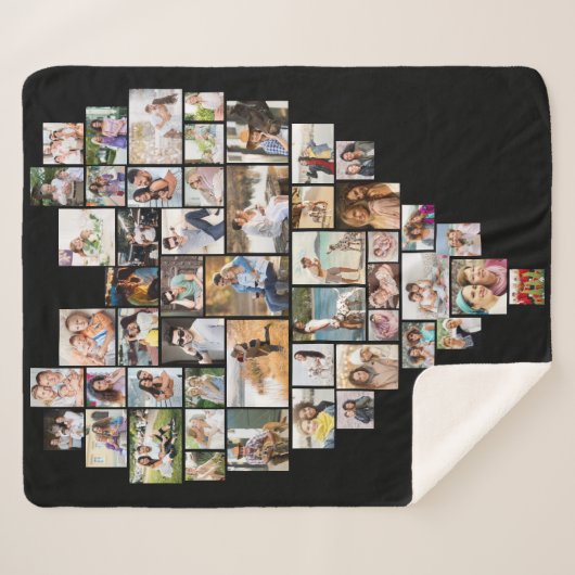 Heart Shaped Photo Collage 51 Afbeelding Sjabloon Sherpa Deken (Voorkant (horizontaal))