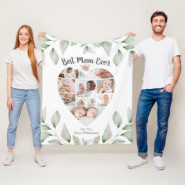 Heart Shaped Photo Collage Beste mama ooit Greener Fleece Deken