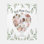 Heart Shaped Photo Collage Beste mama ooit Greener Fleece Deken (Voorkant)