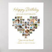 Heart Shaped Photo Collage Birthday Party Welcome Poster (Voorkant)