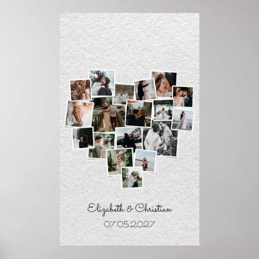 Heart Shaped Photo Collage Romantic Wedding Poster (Voorkant)