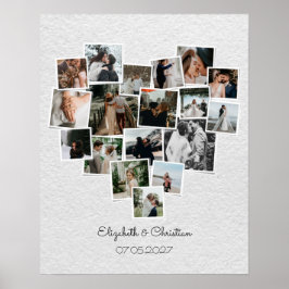 Heart Shaped Photo Collage Romantic Wedding Poster