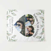 Heart Shaped Photo Collage Weddenschap Welkom Wandkleed (Voorkant (horizontaal))