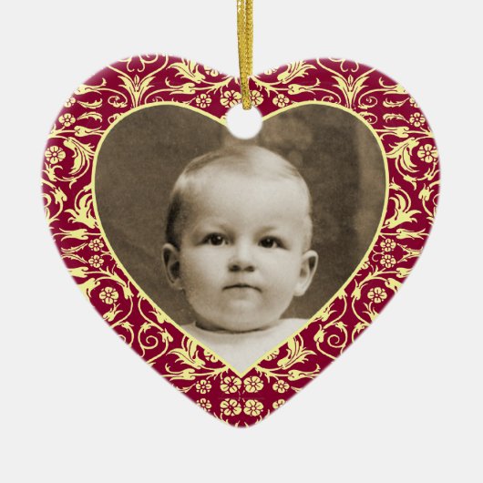 Heart Shaped Photo Lijst Floral Keramisch Ornament (Voorkant)