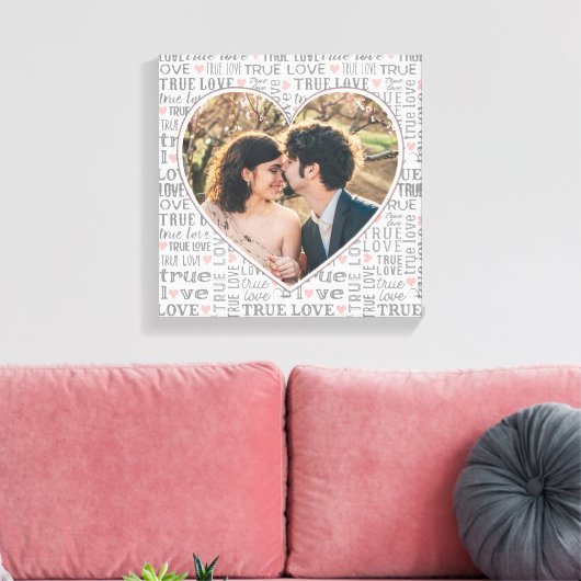 Heart Shaped Photo True Love Valentijns  of Wedden Canvas Afdruk (Insitu (Woonkamer))