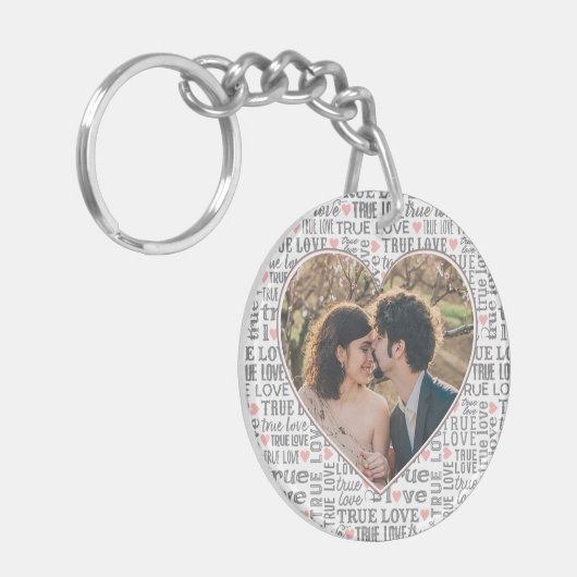 Heart Shaped Photo True Love Valentijns  of Wedden Sleutelhanger (Voorkant Links)