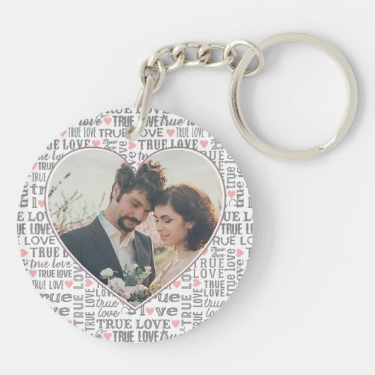 Heart Shaped Photo True Love Valentijns  of Wedden Sleutelhanger (Achterkant)