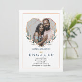 Heart Shaped Photo Verloving Invitation Kaart (Staand voorkant)