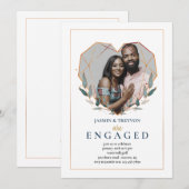 Heart Shaped Photo Verloving Invitation Kaart (Voorkant / Achterkant)