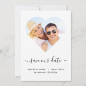 Heart Shaped Photo Wedding Save the Date Kaart (Voorkant)