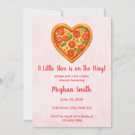 Heart Shaped Pizza Baby Shower Invitation Kaart