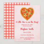 Heart Shaped Pizza Baby Shower Invitation Kaart (Voorkant / Achterkant)