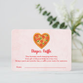 Heart Shaped Pizza Diaper Raffle Insert | Red Bedankkaart (Staand voorkant)
