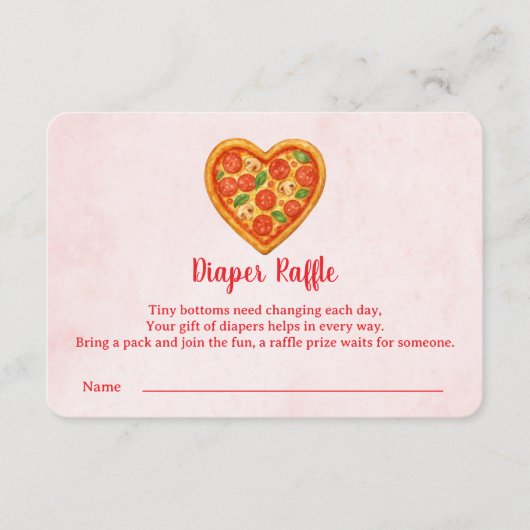 Heart Shaped Pizza Diaper Raffle Insert | Red Bedankkaart (Voorkant)
