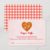 Heart Shaped Pizza Diaper Raffle Insert | Red Bedankkaart (Voorkant / Achterkant)