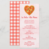 Heart Shaped Pizza Menu Card | Red Checkered (Voorkant / Achterkant)