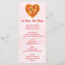 Heart Shaped Pizza Menu Card | Red Checkered