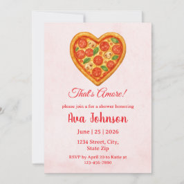 Heart Shaped Pizza Party Shower Invitation Kaart