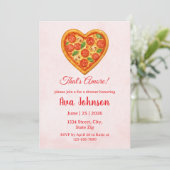 Heart Shaped Pizza Party Shower Invitation Kaart (Staand voorkant)