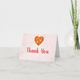 Heart Shaped Pizza Thank You Card | Red Checkered Bedankkaart
